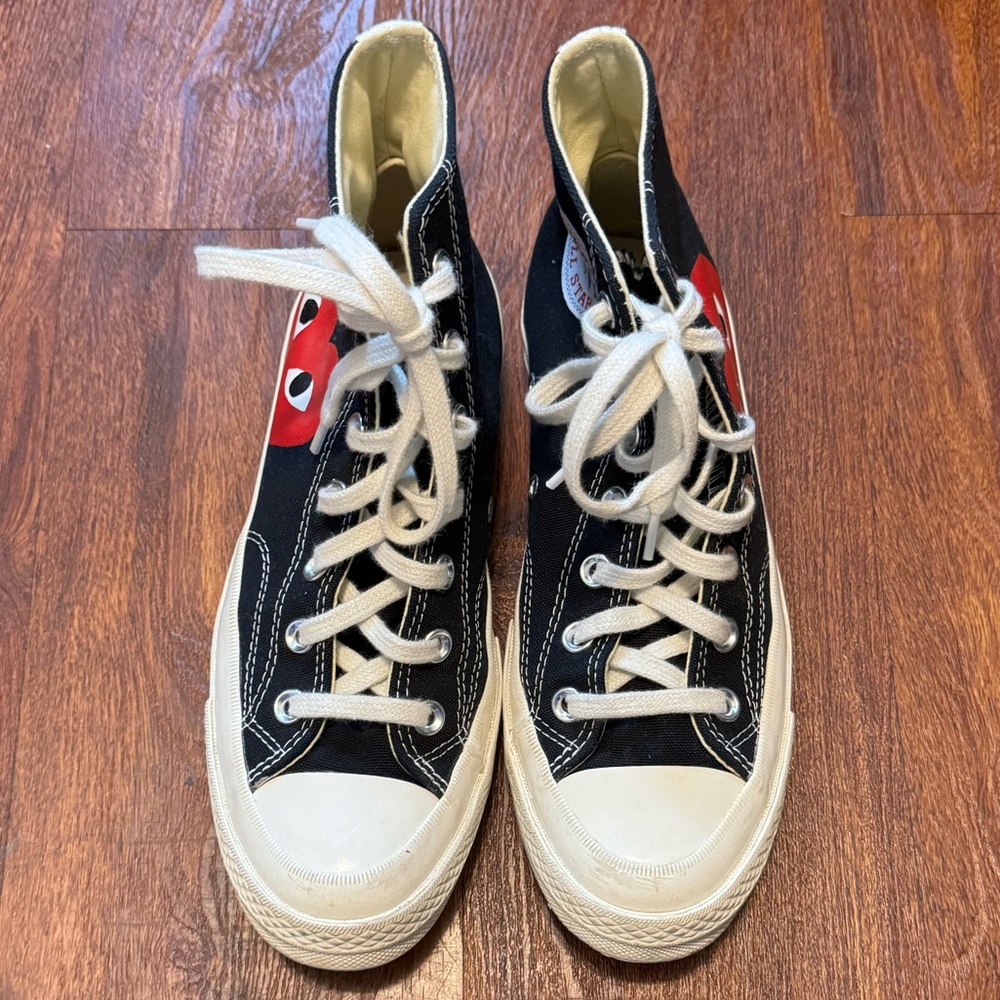 Converse x Comme des Garçons Heart High Top Sneakers Black Red Women’s 8 - Picture 3 of 8